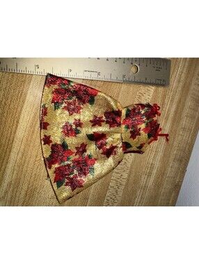 Barbie Doll Dress Gold Red Floral Poinsettia Holiday Costume Outfit Size Small